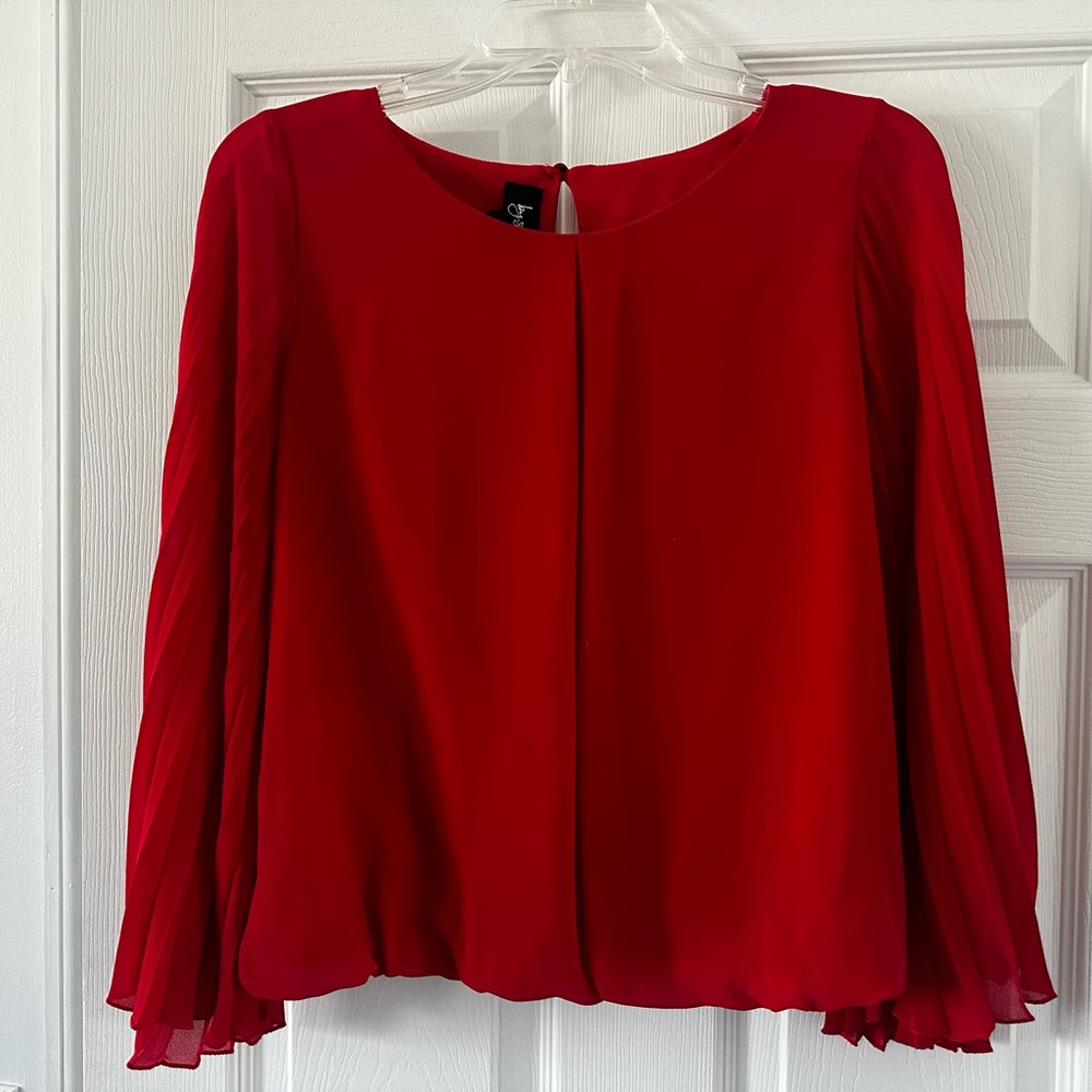 Red Bell Pleated Sleeves Small